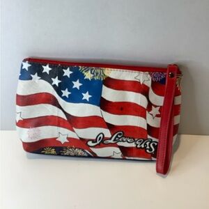 Clutch Purse Sharif Hand Painted Patriotic I love the USA bag American flag